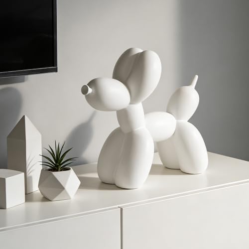 Figura decorativa de perro globo blanca miniatura 7