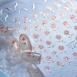 Flower Nail Art Sticker Decals 5D Embossed Rose Golden Laser Nail Design Retro Gel Nail Sticker for Nail Art Kit Flower Nail Decor Self Adhesive Nail Art Supplies