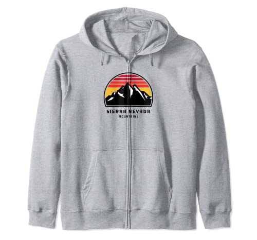 Sierra Nevada Montañas Estilo Retro Montaña Puesta de sol Fresco Sudadera con Capucha
