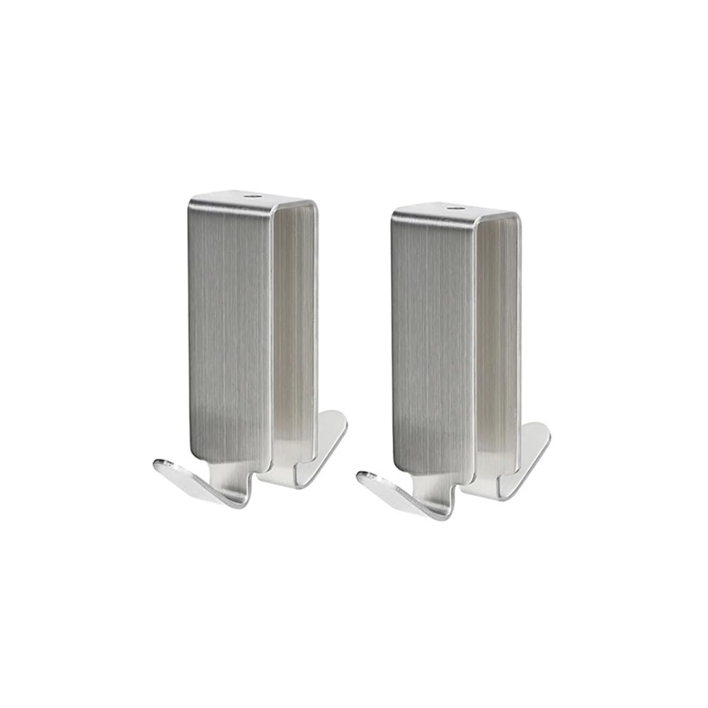 LAKYMIE 2Pcs Stainless Steel Shower Hooks, No Drill Required, Modern Design for Bathroom Kitchen, Bedroom