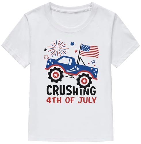 Image of Toddler Boys 4th of July Shirts Kids American Flag T-Shirt Girls Patriotic Short Sleeve Tees Cotton Top Clothes 1-7T
