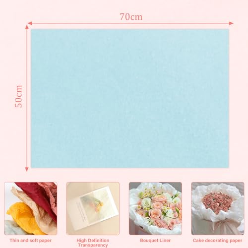 100 Blatt Seidenpapier, Geschenkpapier 50 X 70 Cm, Glanzpapier, Seidenpapier mit 5 Farben für Dekorieren und Verpacken, Basteln von Pompons