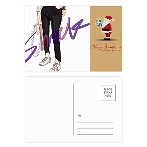 Cartes postales Père Noël Shock Girl lot de 20 papeterie de Noël rétro pour vœux familiaux