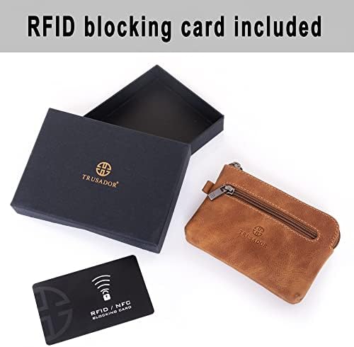 Trusador Milano Kadın Erkek Deri Bozuk Para Kartı Anahtarlık Cüzdan Kese Çanta Fermuarlı Değiştirme Çantası, Konyak, Bozuk Para Cüzdanları ve Torbaları - Görsel 4