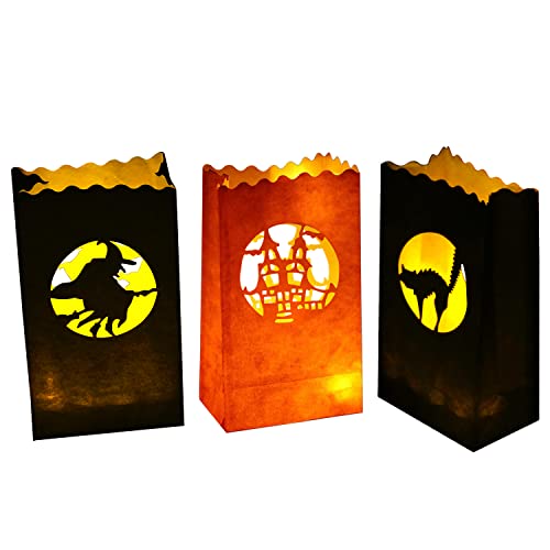 Stmarry 48 pcs Halloween Luminary Bags, Flame Resistant Luminaries, Orange
