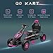 Aosom Kids Pedal Go Kart Ride-on Toy with Ergonomic Comfort, Pedal Car with Tough, Wear-Resistant Tread, Go Cart Kids Car for Boys & Girls with Suspension System, Safety Hand Brake, Ages 5-12, Pink