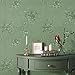 VEELIKE Sage Green Wallpaper Stick and Peel Textured Vintage Green Peel and Stick Wallpaper with Flowers 15.7''x118'' Removable Adhesive Sage Contact Paper for Cabinets Drawers Bedroom Bathroom Walls