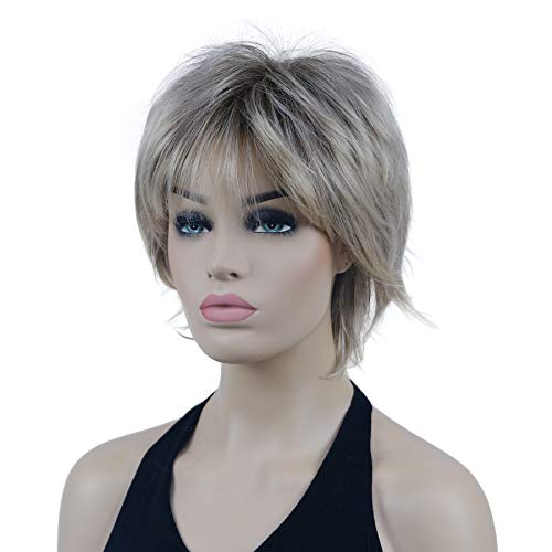 Lydell Short Layered Shaggy Wavy Full Synthetic Wigs (R10-26 Blonde Mixed Dark Root)
