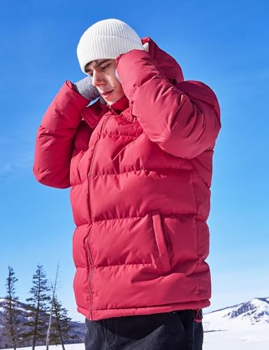 Image of BEST SOUTH Men's Hooded Winter Puffer Jacket Fleece Warm Bubble Coat Outerwear Cold Weather