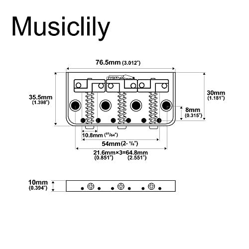 Wilkinson WTBS Short Telecaster Bridge Compensated Brass Saddles for Vintage Humbucker Tele Style Electric Guitar, Chrome - Image 2