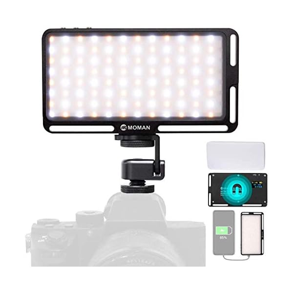 Moman Videoleuchte Kamera mit Diffusor, 180 LED, 3000K-6500K Taschengröße Dimmbare Videolicht, CRI96+ Panel Videolampe…