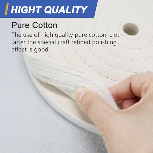 Image of SCOTTCHEN 10 inch Buffing Polishing Wheel for Bench Grinder Buffing Wheel White (70 Ply) & Yellow (42 Ply) for Buffer Polisher with 3 /4 inch Arbor Hole-2 PCS