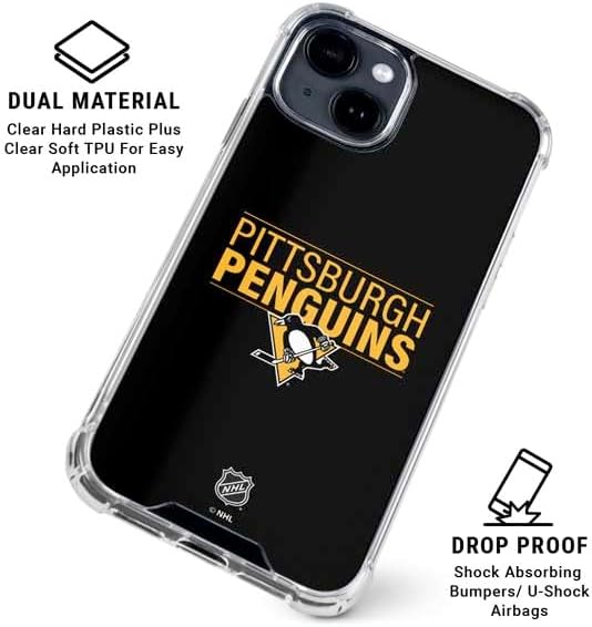 Skinit Clear Phone Case Compatible with iPhone 15 - Officially Licensed NHL Pittsburgh Penguins Lineup Design