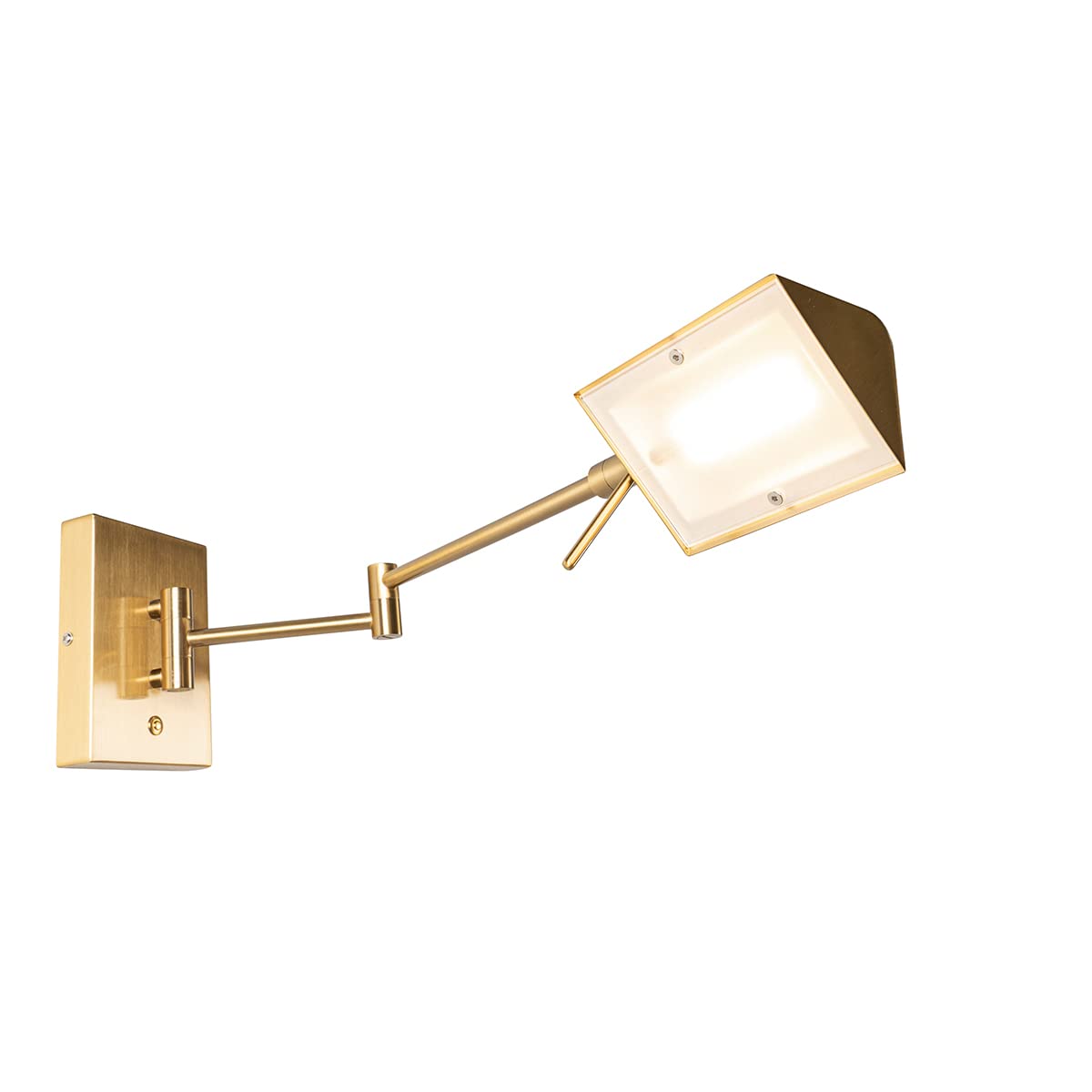 Qazqa led Design Verstellbare Wandleuchte, Wandlampe - Notia - Gold, inkl. 9.5W integrierter LED, 2700K, warmweiß, dimmbar, 11cm, Ideal als Schlafzimmerlampe und Wohnzimmerlampe