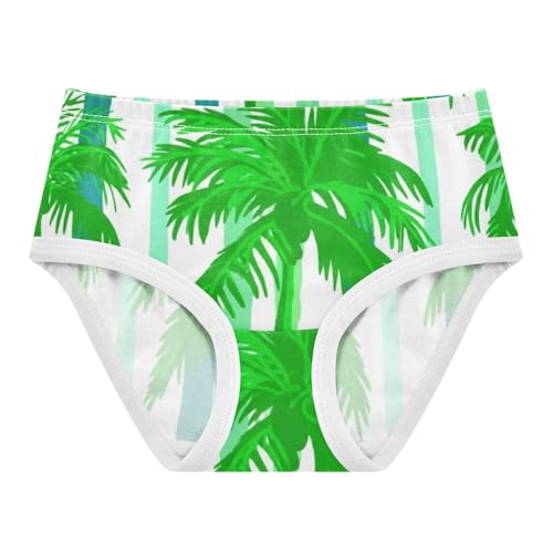 Green Palm Trees Stripes Teal Green Panties Little Girl Girls Underwear Toddlers Cotton Artistic Kids Briefs Undies 2t