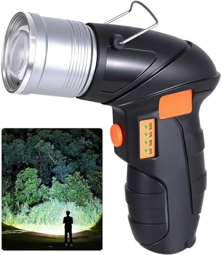 CSNDICE Torches LED Super Bright, 180,000LM Powerful Torch with Side Light, IP65 Waterproof Torch, 10000mAh Long Lasting Rechargeable Torches LED Super Bright for Outdoor Emergency, Power Cut (Black)