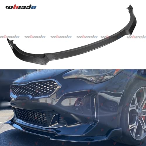 WheelX 3Pcs Front Lip Compatible with 2018-2024 Kia Stinger, Bumper Spoiler Air Dam Lower Chin Splitter Protection Body Kit Fits for 2018 2019 2020 2021 2022 2023 2024 (Carbon Fiber Pattern) by WheelX - Image 3