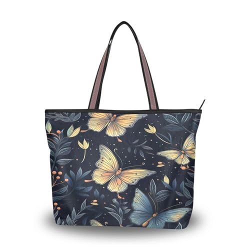 JUMBEAR Sac fourre-tout en toile pour femme, sac à main beau papillon, sac à bandoulière pour femme - M, a, Large