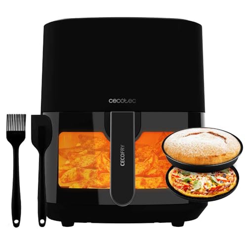 Cecotec Freidora de Aire sin Aceite de 5’5L Cecofry Fantastik Window 5500 Pack Ventana 1500W, Tecnología PerfectCook, 9 modos de Cocinado, Táctil, Regulable 80-200grados C, Ventana, Cocina 60min