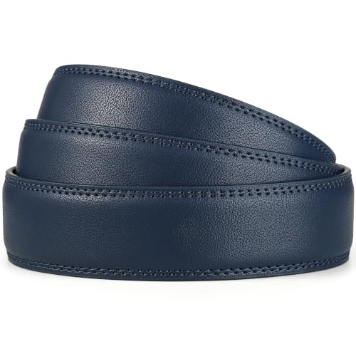Image of Drowsmen Leather ratchet belt 1 3 /8 inch with Click Sliding Automatic Buckle, Adjustable belt Trim to Fit