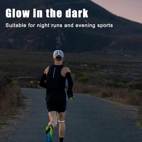 Image of Gosknor 4pcs Patellar Tendon Support Strap Knee Band (Fluorescent White) | Silicone Patella Knee Brace Elastic Strap for Basketball Running Hiking Jumpers Soccer Volleyball Sports
