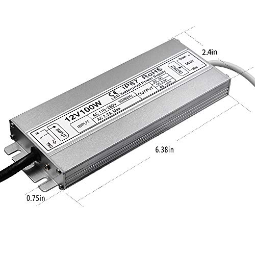 Led Driver Waterproof Ip67 Power Supply 100W 12V Dc 8.5A Transformer Thinner And Durable With Us 3-Prong Plug Plate For Outdoor Use #TOP6