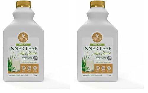 Aloe Vera of Australia Aloe Vera Inner Leaf 99.9% Juice in Plastic Bottle, 1 Litre (Pack of 2)