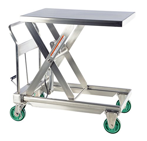 Vestil CART-1100-SS Stainless Steel Hydraulic Scissor Cart 35-1/2 In. x 23-1/2 In. 1100 Lb. Capacity Silver