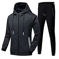 Provig Survêtement En Velours Pour Homme 2 Pièces Avec Fermeture éclair Et Pantalon Avec Poches, Gris