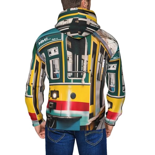 Pull à capuche décontracté homme Lisbonne Tram imprimé zippé - 7