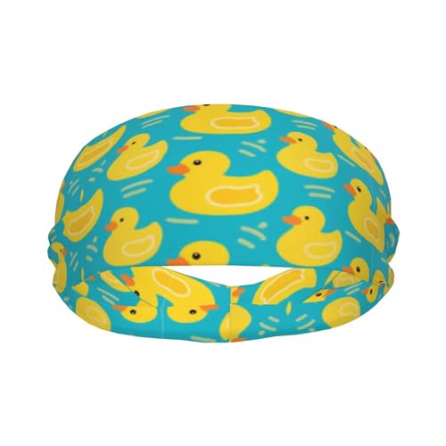 Boys Girls Yellow Rubber Duck Art Sports Sweatband Multi Style Beauty Skinny Hair Band Headdress for Yoga Travel Spa2