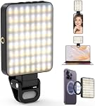 Magnetic Selfie Light, [128 LEDs] Diyife 360° Rotatable Clip on Phone Light, Video Conference Lighting, 20h Long-Lasting, 3 Lighting Modes, Camera Light for Laptop, Live Streaming, Photo, Meetings