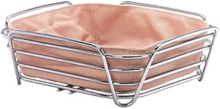 blomus -DELARA- owalny kosz na chleb wykonany z chromowanej stali, taupe, torba z tkaniny bawełnianej, modny i nowoczesny design, wszechstronne, wysokiej jakości wykonanie