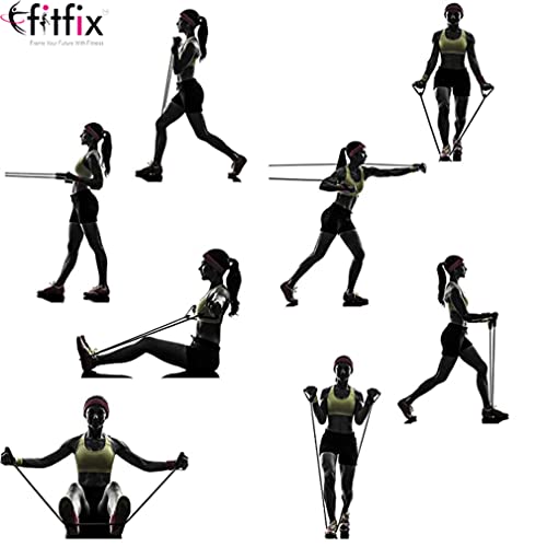 Image of Fitfix Resistance Yoga Tube Band - 6.8kg (15lbs) Figure 8 Shaped Latex Tube, Soft Chest Expander Fitness Exercise, Workout Chest Arm & Shoulder Stretch Exercise Equipment (Multicolour)