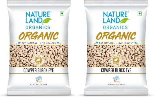 Image of NATURELAND ORGANICS ureland Organics Cowpea Black Eye /Lobia 1 Kg - Organic Healthy Pulses (Pack of 2)