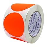 ChromaLabel 3 inch Color-Code Dot Labels | 500/Roll (Fluorescent Red Orange)