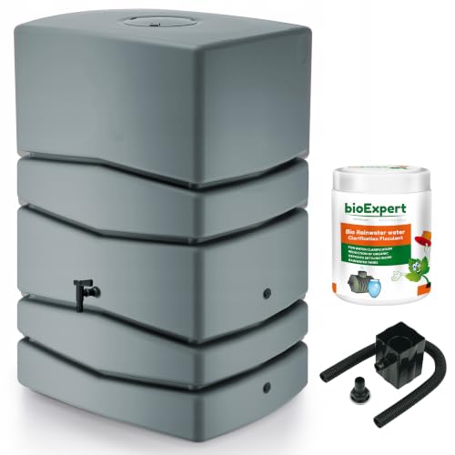 Water Butt with Tap, 450L, Grey, Tower-Style