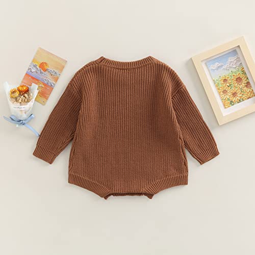Newborn Baby Boy Girl Fall Winter Clothes Chunky Knit Sweater Romper Solid Long Sleeve Onesie One Piece Bodysuit3