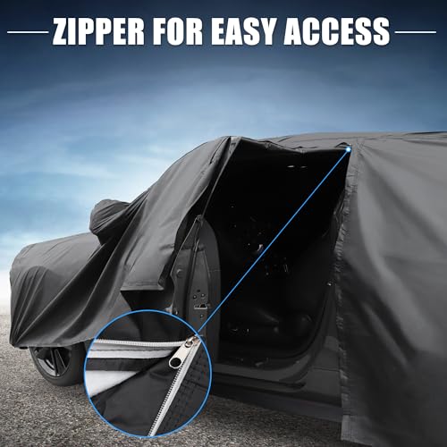 Image of X AUTOHAUX Car Cover for Chevy Camaro 2010-2021 Aluminum Film Outdoor Waterproof Sun Rain Snow Hail Protection with Driver Door Zipper