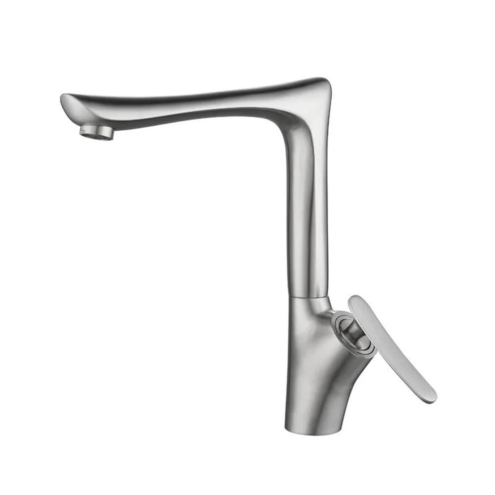 Robinet de cuisine pour évier et lavabo moderne en acier brossé DNC-1243
