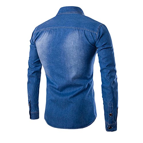 Chemisier en coton pour homme vêtement mode casual respirant couleur unie manches longues