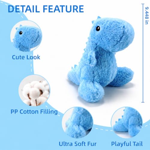 VANLINNY Blue Dinosaur Stuffed Animals for Boys Girls - 9" Soft Plush T-Rex Toy, Safe Embroidered Eyes, Cute Stuff Gift for Toddlers, Baby Shower, Birthday Xmas by VANLINNY - Used condition - Image 3