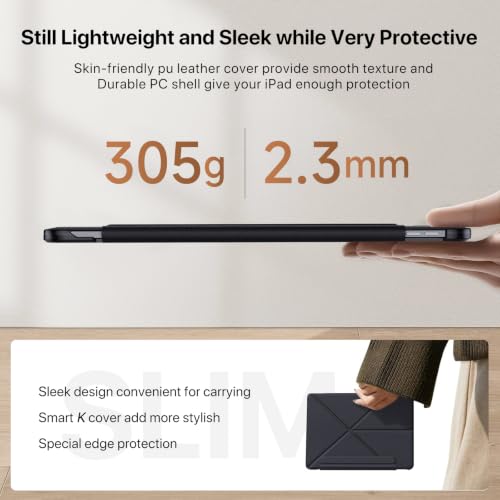 Image of for iPad Pro 11 Inch Case 2022 /2021 /2020, Magnetic Slim Foldable Multi-Angle Folio Case with PU Leather, Auto Wake /Sleep & Hidden Pencil Holder (Black, iPad Pro 11 in 2020 /2021 /2022)