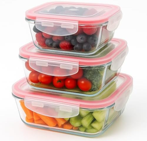 Conjunto de 3 Potes Herméticos de Plástico, Recipientes Organizad...