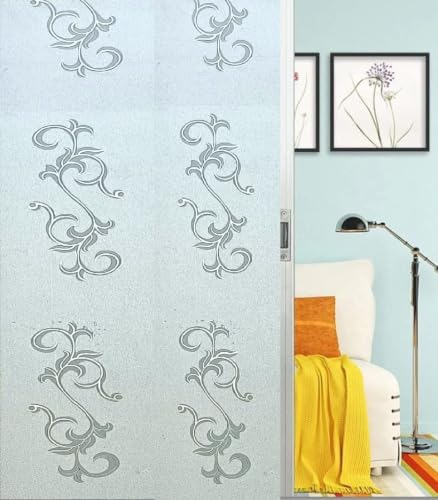 Image of SUNBIRD Window Film Privacy Colorful Window Sticker, Decorative Window Vinyl, Adhesive Home UV Blocking, Heat Insulation Static Cling for Bathroom Office (24 X 60 INCHES, Flower Draco)
