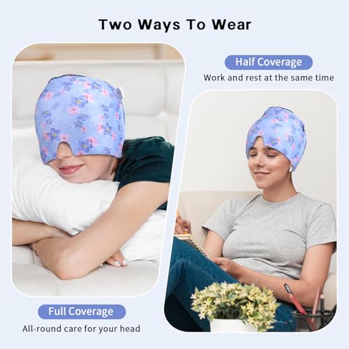 Image of my novel things Migraine Relief Cap, Gel Cooling Eye Mask, Cooling Gel Relief 2 Pack Set, Headache Relief with Hot /Cold Gel, Instant Headache Relief, Reusable Gel Eye Mask Ice Pack for Stress Relief