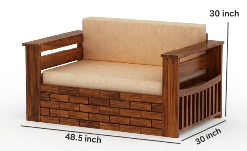 Image of Solid Sheesham Wood Sofa Cum Bed 2 Seater | Wooden Foldable Double Bed for Living Room with Headboard & Storage | Bed Cum Sofa with Mattress for Bedroom Furniture (Honey Finish)