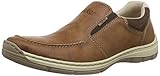 Bei diesem formschönen Schuh der Marke Rieker handelt es sich um ein Modell aus der Kategorie Slipper. Diese Herrenschuhe in der Farbe Braun überzeugen durch ein klares Design und unterstreichen die aktuelle Schuhmode. Große Schuhe von Rieker lassen sich perfekt mit dem urbanen Modegeist kombinieren und verleihen jedem modernen aber auch einem klassisch-sportivem Outfit den passenden Schliff. Das Außenmaterial bei diesem Modell wurde aus Kunstleder hergestellt, als Innenmaterial wurde Synthetik