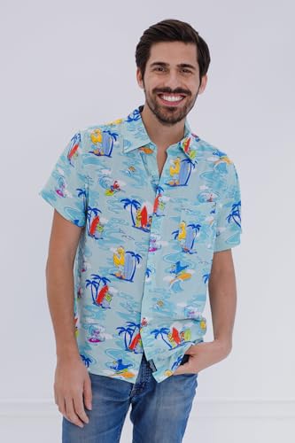 Image of Sesame Street Big Bird Cookie Monster Elmo Oscar the Grouch Matching Family Hawaiian Button Down Shirt Infant to Little Kid