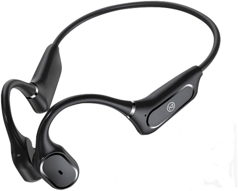 GBOKYN Casque à conduction osseuse, sans fil Bluetooth 5.0 à oreilles ouvertes, étanchéité IPX5, casque Bluetooth avec micro pour le sport, le cyclisme, l'apprentissage de la musique (noir)